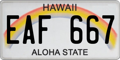 HI license plate EAF667