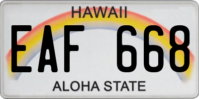 HI license plate EAF668