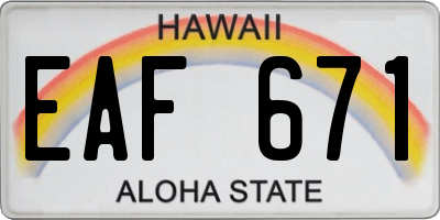 HI license plate EAF671