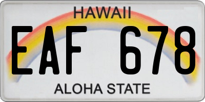 HI license plate EAF678