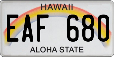 HI license plate EAF680