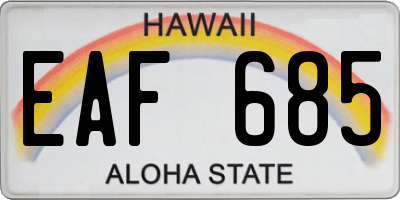 HI license plate EAF685