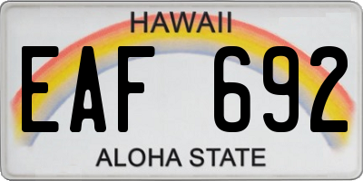 HI license plate EAF692