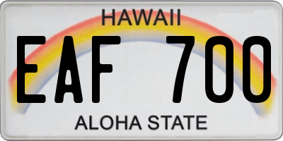 HI license plate EAF700