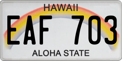 HI license plate EAF703