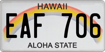 HI license plate EAF706