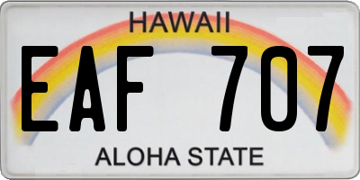 HI license plate EAF707