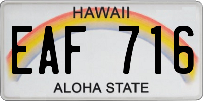 HI license plate EAF716