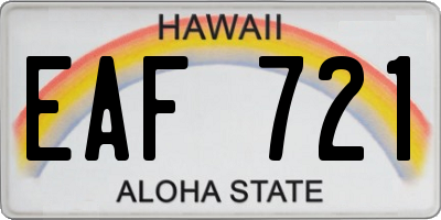 HI license plate EAF721