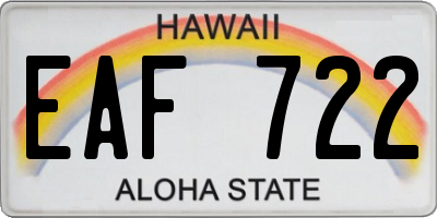 HI license plate EAF722