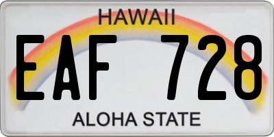 HI license plate EAF728