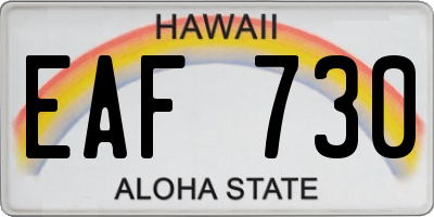 HI license plate EAF730