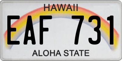 HI license plate EAF731