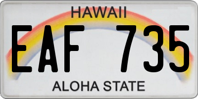 HI license plate EAF735