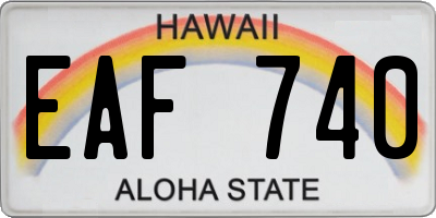 HI license plate EAF740