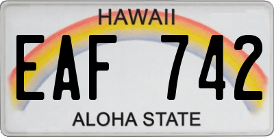 HI license plate EAF742