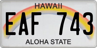 HI license plate EAF743