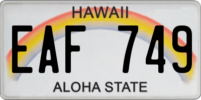 HI license plate EAF749