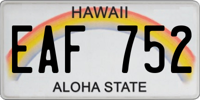 HI license plate EAF752