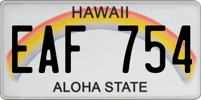 HI license plate EAF754