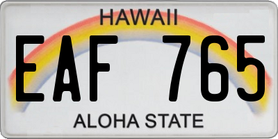 HI license plate EAF765