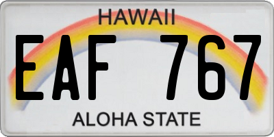 HI license plate EAF767
