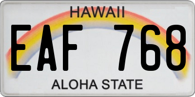 HI license plate EAF768