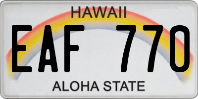 HI license plate EAF770