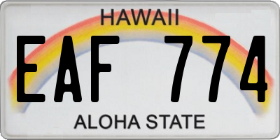 HI license plate EAF774