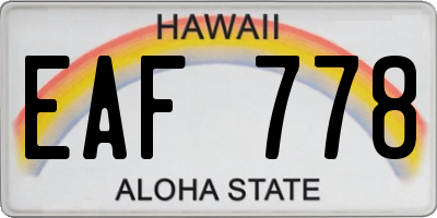 HI license plate EAF778