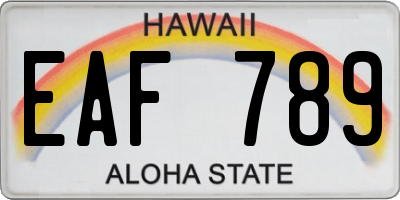 HI license plate EAF789