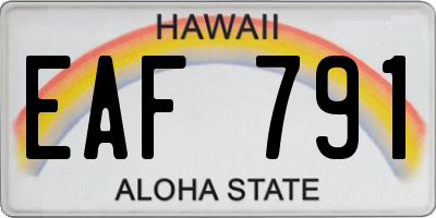 HI license plate EAF791