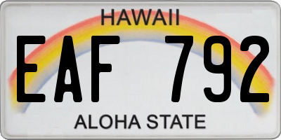 HI license plate EAF792