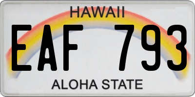 HI license plate EAF793