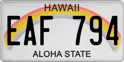 HI license plate EAF794