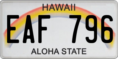 HI license plate EAF796