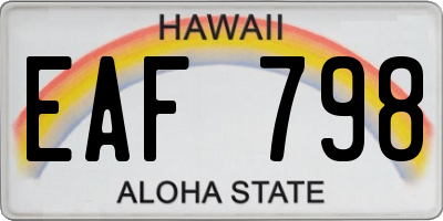 HI license plate EAF798