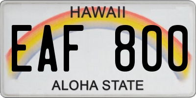 HI license plate EAF800