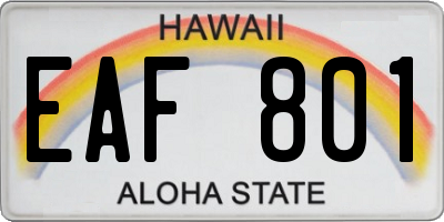 HI license plate EAF801