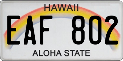 HI license plate EAF802