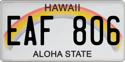 HI license plate EAF806