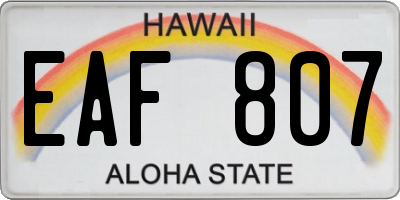 HI license plate EAF807
