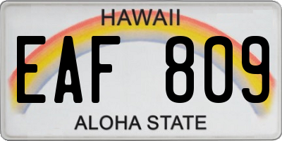 HI license plate EAF809