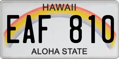 HI license plate EAF810