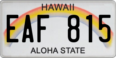 HI license plate EAF815