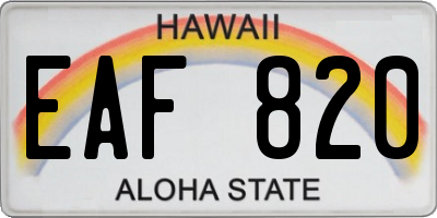 HI license plate EAF820