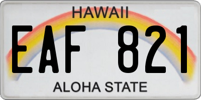 HI license plate EAF821