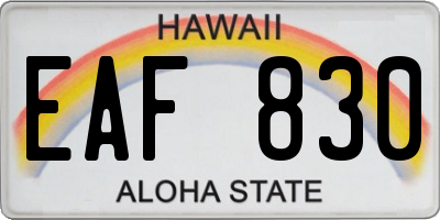 HI license plate EAF830