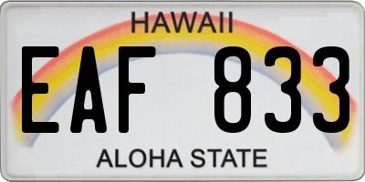 HI license plate EAF833