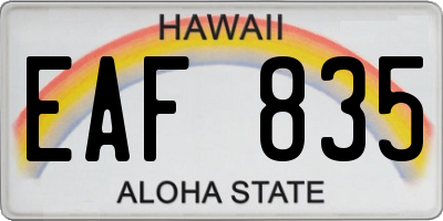 HI license plate EAF835